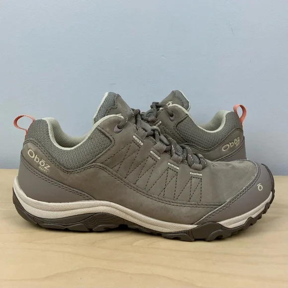 Oboz Women’s Size 8.0 Ousel Low Leather Athletic Hiking Shoes Taupe Light Gray - Picture 2 of 11